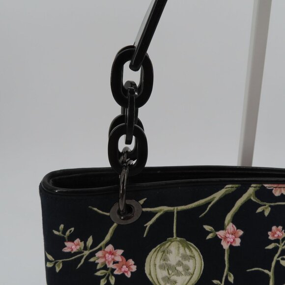 Talbots Paper Lanterns Cherry Blossom Flowers Embroidered Beaded Handbag Purse - Picture 5 of 11